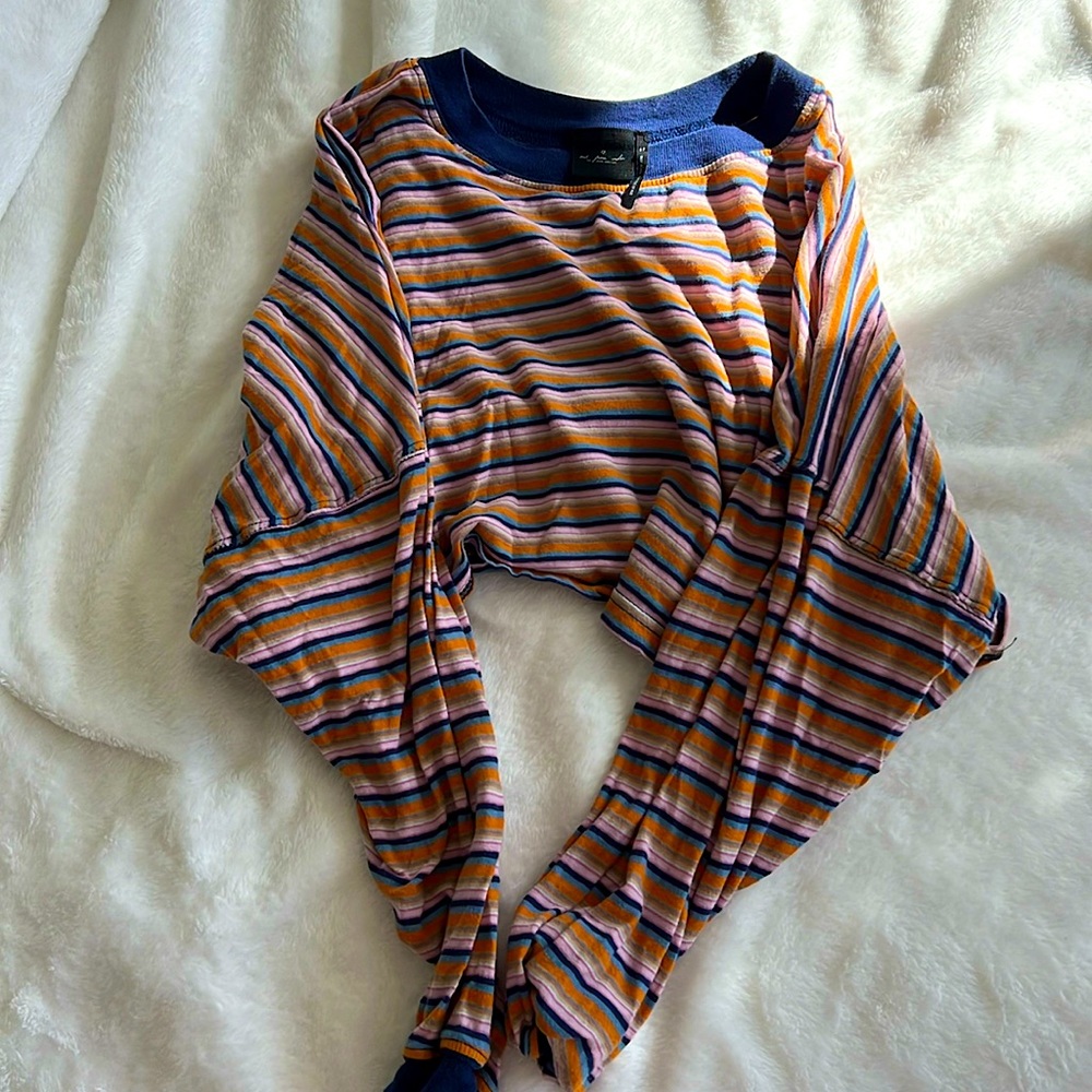 Out from under urban outfitters cropped long sleeve striped shirt
